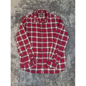 Woolrich Red Plaid Flannel Shirt Long Sleeve Men Size Large